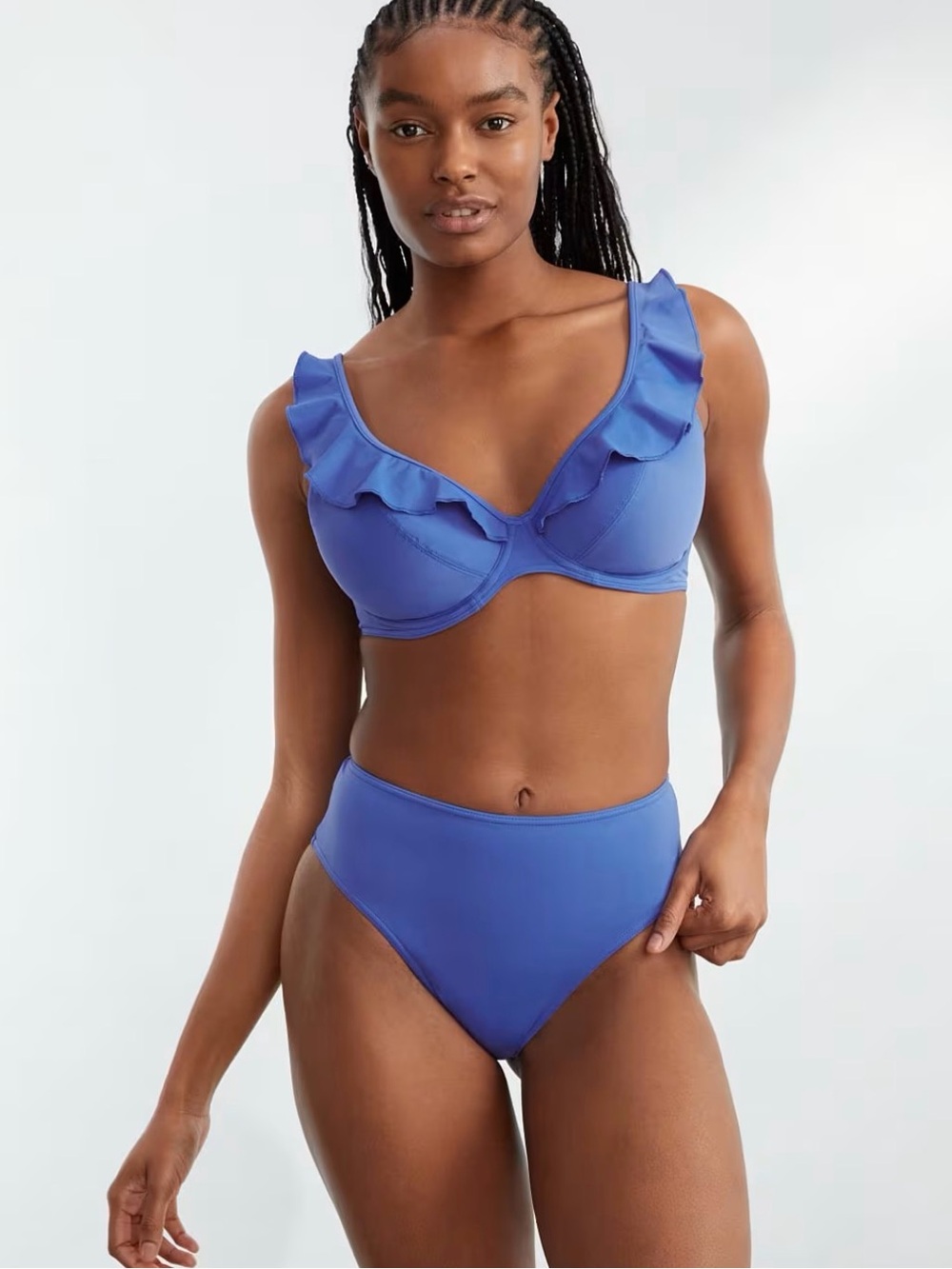 Freya Jewel Cove Ruffled Bikini Top Size 34L Bottom Size Large